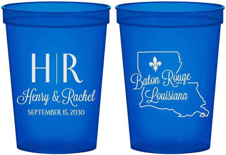 Custom Wedding 16 oz Translucent Cups - Louisiana | 117