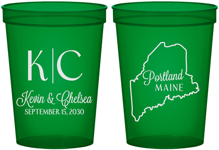Custom Wedding 16 oz Translucent Cups - Maine | 118