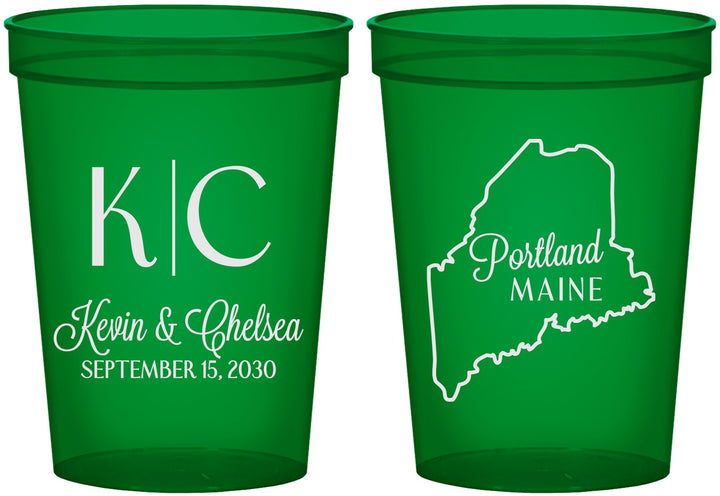 Custom Wedding 16 oz Translucent Cups - Maine | 118