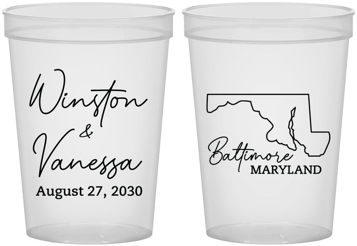 Custom Wedding 16 oz Translucent Cups - Maryland | 119