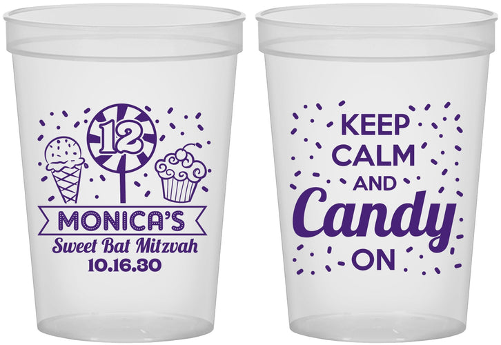 Custom Bat Mitzvah 16 oz Translucent Cups - 12th Birthday Cupcake | 120001