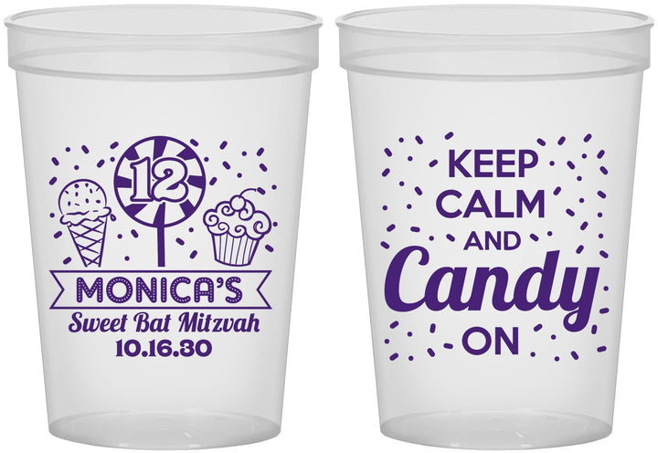 Custom Bat Mitzvah 16 oz Translucent Cups - 12th Birthday Cupcake | 120001