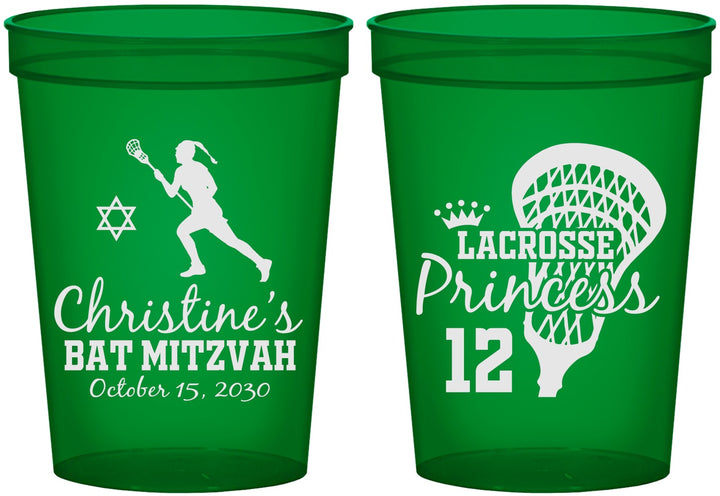 Custom Bat Mitzvah 16 oz Translucent Cups - 12th Birthday Lacrosse | 120017