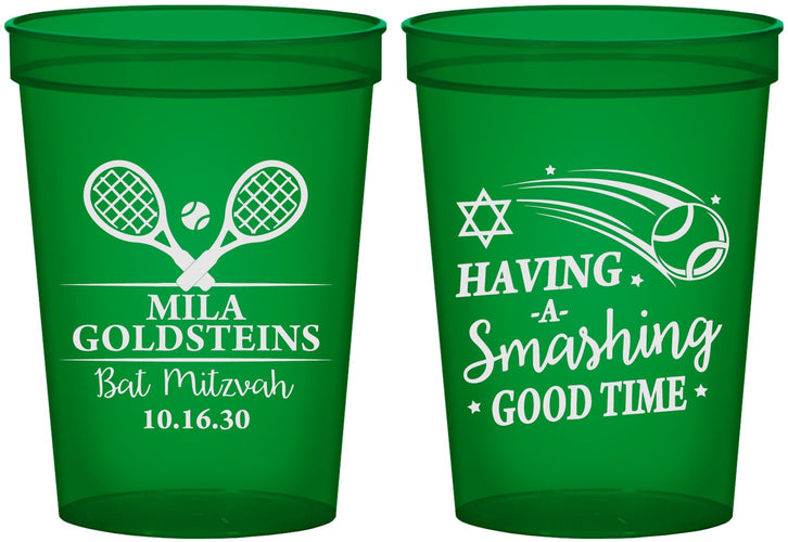 Custom Bat Mitzvah 16 oz Translucent Cups - 12th Birthday Tennis | 120018