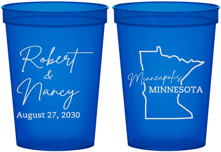 Custom Wedding 16 oz Translucent Cups - Minnesota | 122