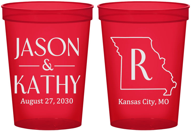 Custom Wedding 16 oz Translucent Cups - Missouri | 124