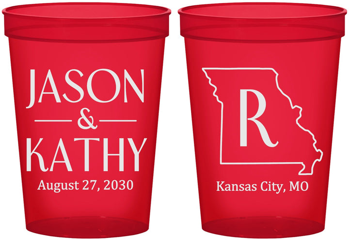 Custom Wedding 16 oz Translucent Cups - Missouri | 124