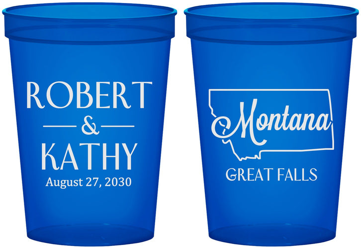 Custom Wedding 16 oz Translucent Cups - Montana | 125
