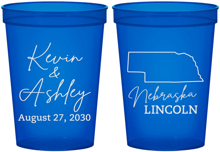Custom Wedding 16 oz Translucent Cups - Nebraska | 126