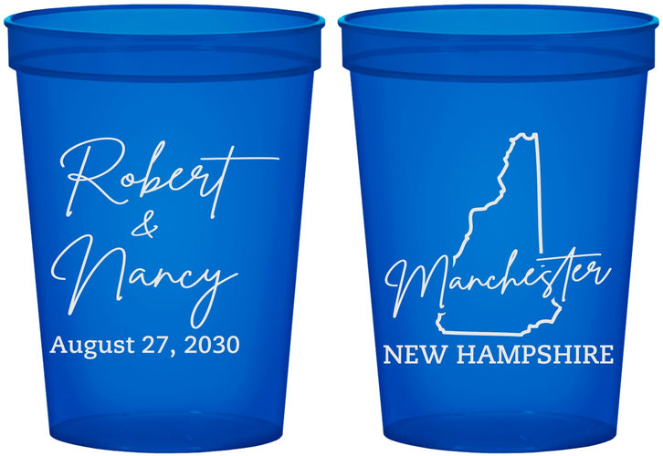 Custom Wedding 16 oz Translucent Cups - New Hampshire | 128