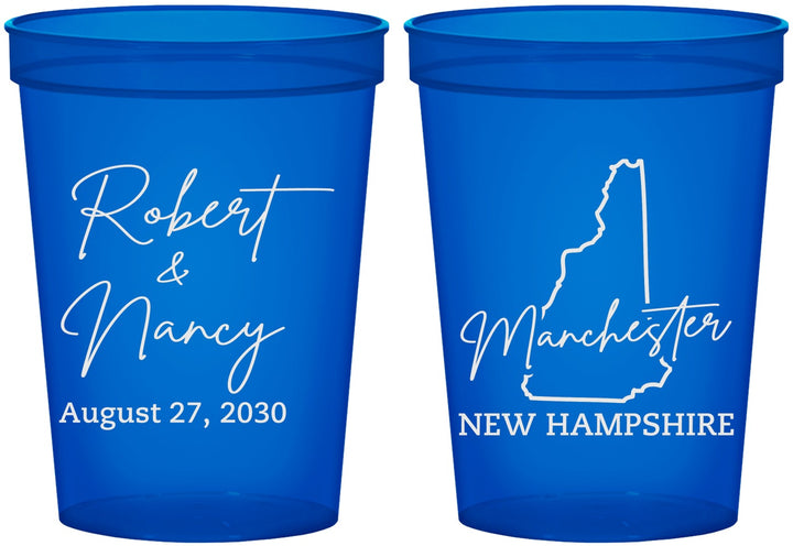Custom Wedding 16 oz Translucent Cups - New Hampshire | 128