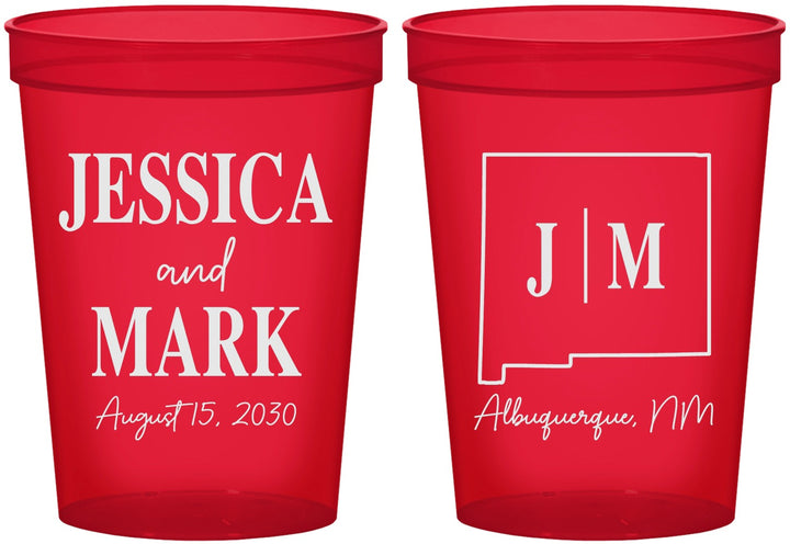 Custom Wedding 16 oz Translucent Cups - New Mexico | 130