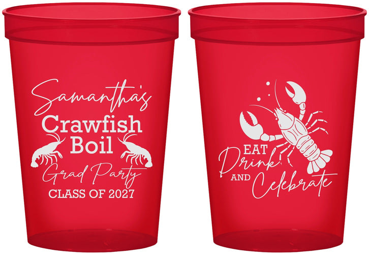 Custom Graduation 16 oz Translucent Cups - Class Of 2027 Crawfish Boil | 130002