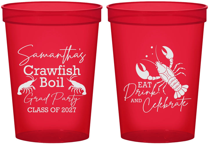 Custom Graduation 16 oz Translucent Cups - Class Of 2027 Crawfish Boil | 130002