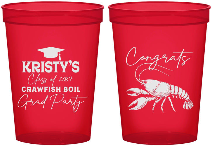 Custom Graduation 16 oz Translucent Cups - Class Of 2027 Crawfish Boil | 130003