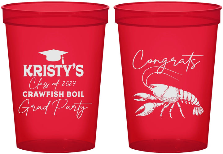 Custom Graduation 16 oz Translucent Cups - Class Of 2027 Crawfish Boil | 130003