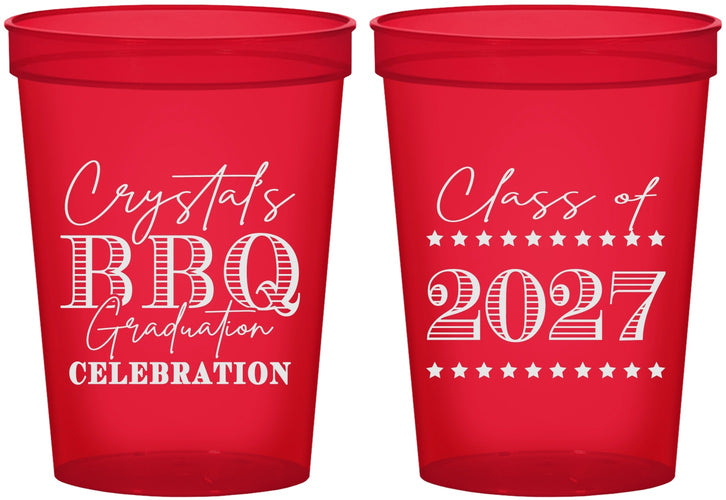 Custom Graduation 16 oz Translucent Cups - Class Of 2027 Bbq | 130005