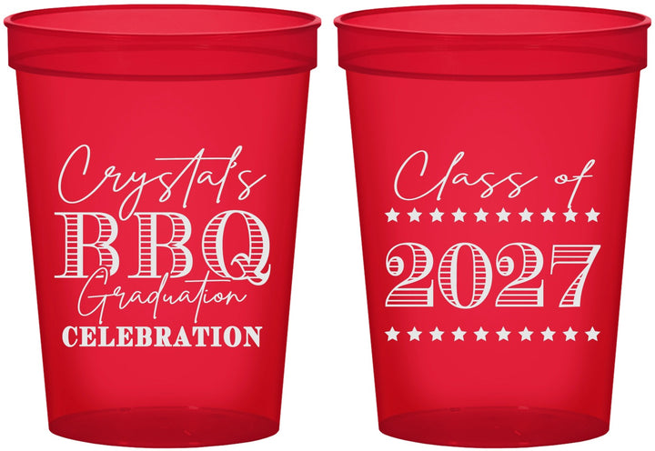 Custom Graduation 16 oz Translucent Cups - Class Of 2027 Bbq | 130005