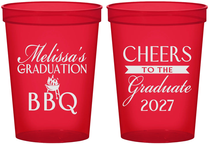 Custom Graduation 16 oz Translucent Cups - Class Of 2027 Bbq | 130006