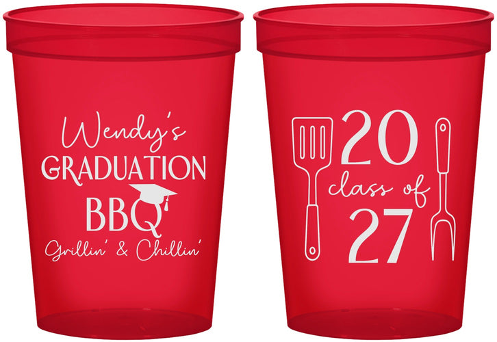 Custom Graduation 16 oz Translucent Cups - Class Of 2027 Bbq | 130008