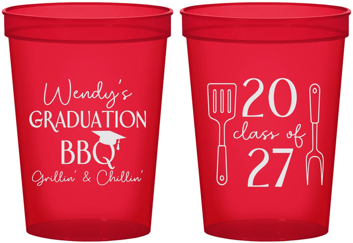 Custom Graduation 16 oz Translucent Cups - Class Of 2027 Bbq | 130008