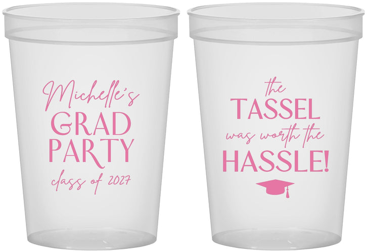 Custom Graduation 16 oz Translucent Cups - Class Of 2027 Tassel Hassel | 130011