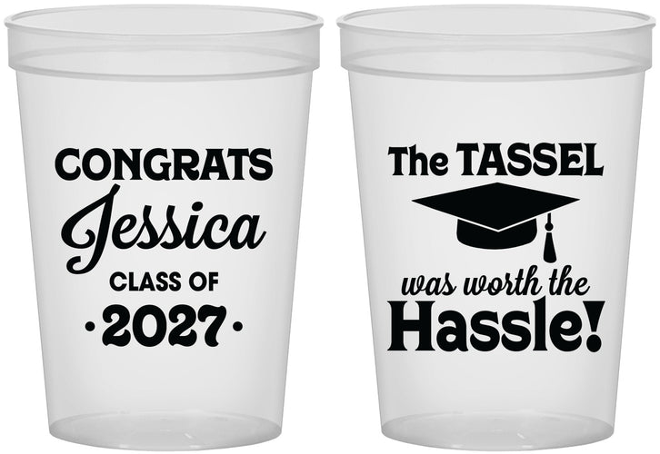 Custom Graduation 16 oz Translucent Cups - Class Of 2027 Tassel Hassel | 130012