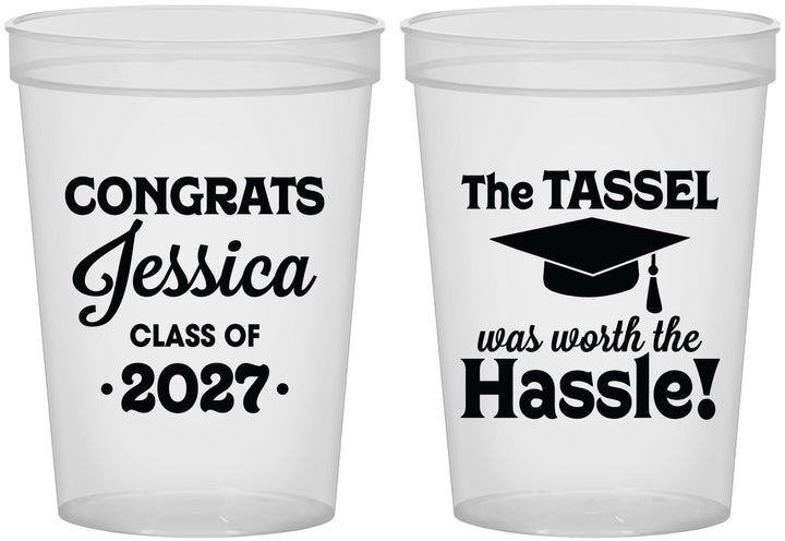 Custom Graduation 16 oz Translucent Cups - Class Of 2027 Tassel Hassel | 130012