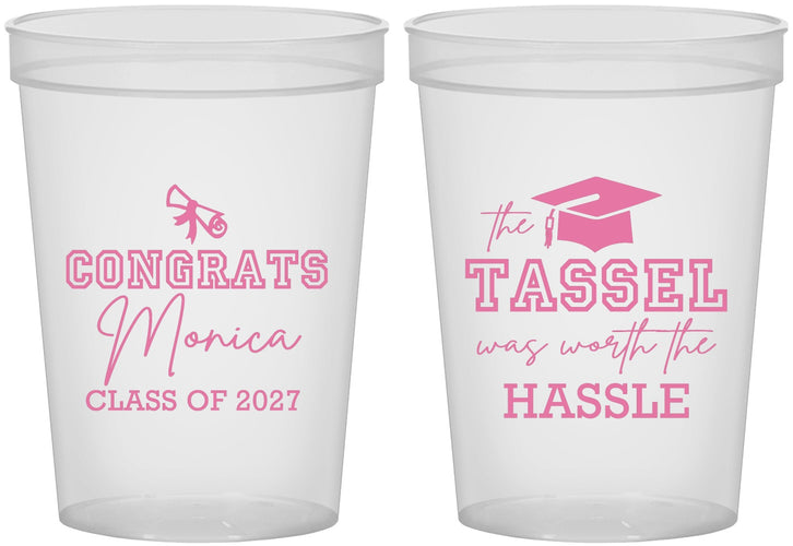 Custom Graduation 16 oz Translucent Cups - Class Of 2027 Tassel Hassel | 130014
