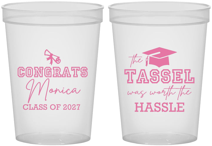 Custom Graduation 16 oz Translucent Cups - Class Of 2027 Tassel Hassel | 130014