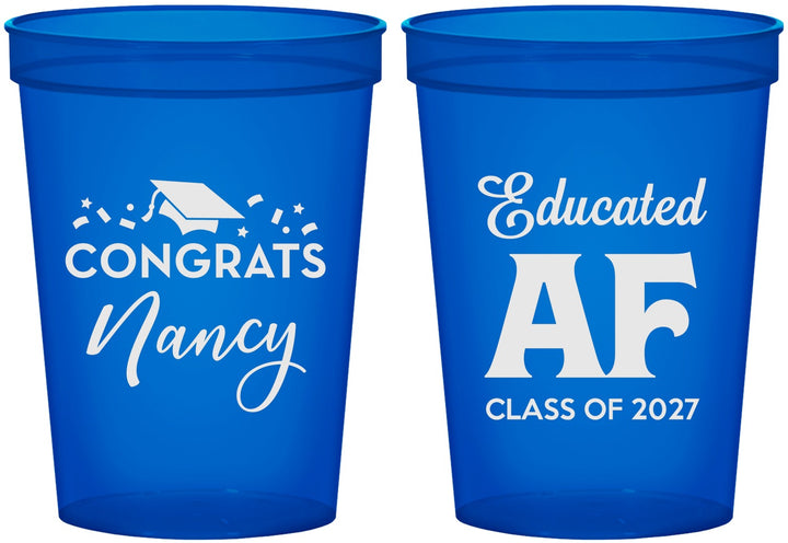 Custom Graduation 16 oz Translucent Cups - Class Of 2027 Educated Af | 130016