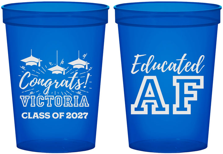 Custom Graduation 16 oz Translucent Cups - Class Of 2027 Educated Af | 130017