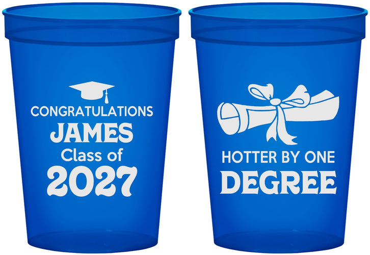 Custom Graduation 16 oz Translucent Cups - Class Of 2027 Hotter Degree | 130022