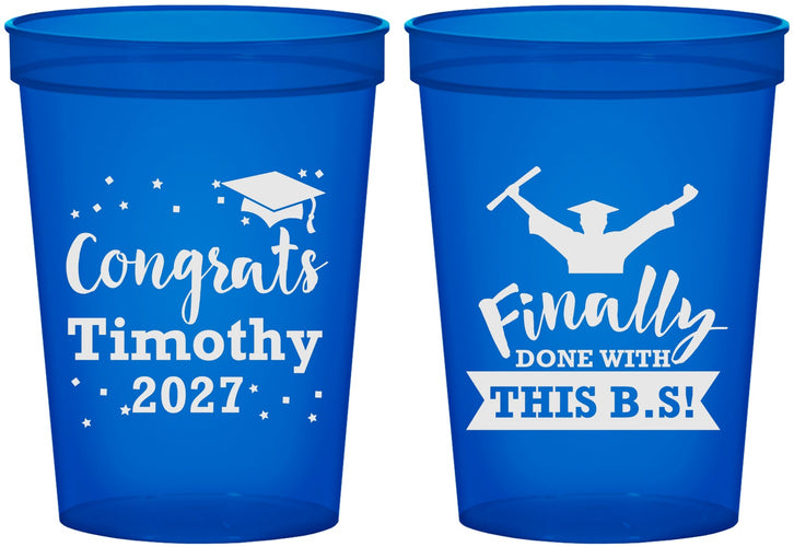 Custom Graduation 16 oz Translucent Cups - Class Of 2027 Done With Bs | 130025
