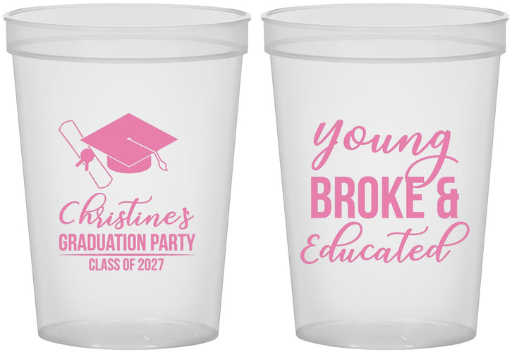 Custom Graduation 16 oz Translucent Cups - Class Of 2027 Young Broke | 130026