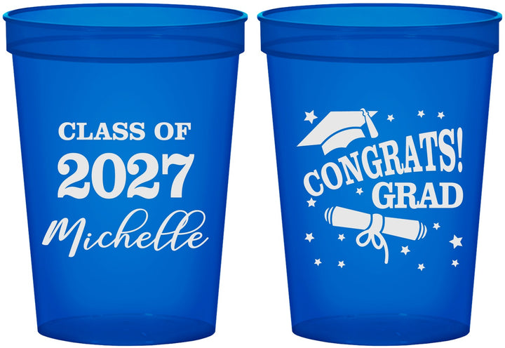 Custom Graduation 16 oz Translucent Cups - Class Of 2027 Congrats | 130027