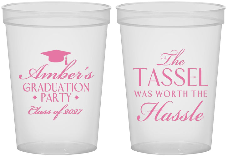 Custom Graduation 16 oz Translucent Cups - Class Of 2027 Tassel Hassel | 130030