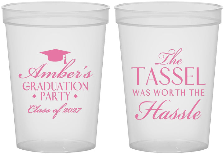 Custom Graduation 16 oz Translucent Cups - Class Of 2027 Tassel Hassel | 130030