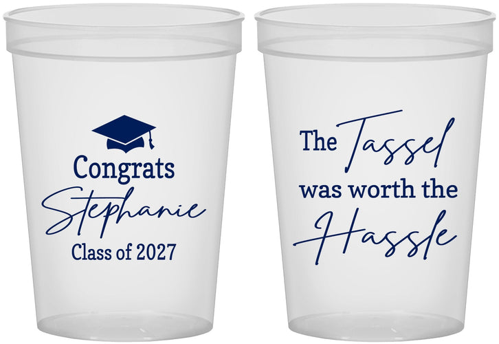 Custom Graduation 16 oz Translucent Cups - Class Of 2027 Tassel Hassel | 130031
