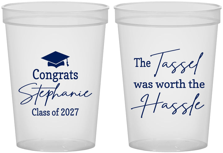 Custom Graduation 16 oz Translucent Cups - Class Of 2027 Tassel Hassel | 130031