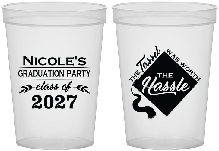 Custom Graduation 16 oz Translucent Cups - Class Of 2027 Tassel Hassel | 130032