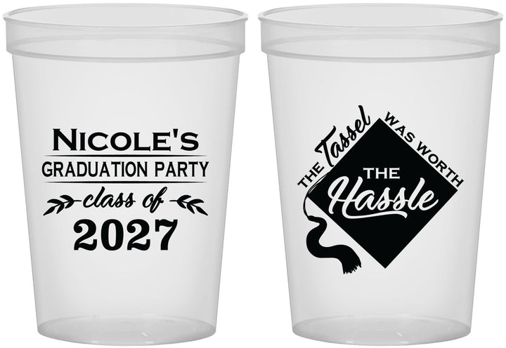 Custom Graduation 16 oz Translucent Cups - Class Of 2027 Tassel Hassel | 130032