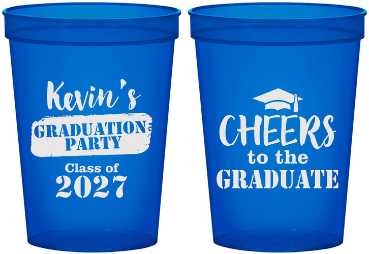 Custom Graduation 16 oz Translucent Cups - Class Of 2027 Cheers Graduate | 130034