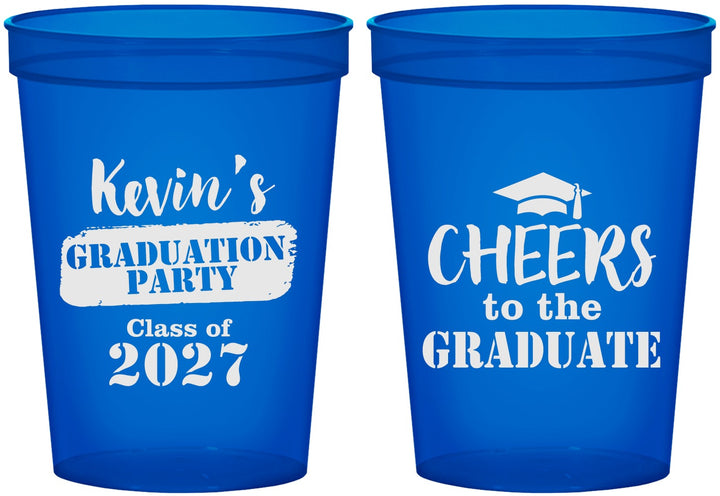 Custom Graduation 16 oz Translucent Cups - Class Of 2027 Cheers Graduate | 130034