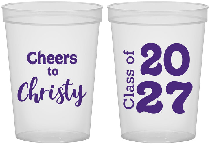 Custom Graduation 16 oz Translucent Cups - Class Of 2027 Cheers | 130037
