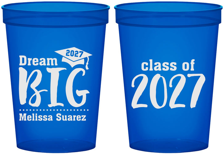 Custom Graduation 16 oz Translucent Cups - Class Of 2027 Dream Big | 130038