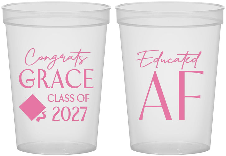 Custom Graduation 16 oz Translucent Cups - Class Of 2027 Educated Af | 130040