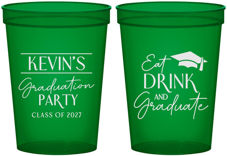 Custom Graduation 16 oz Translucent Cups - Class Of 2027 Eat Drink Graduate | 130043