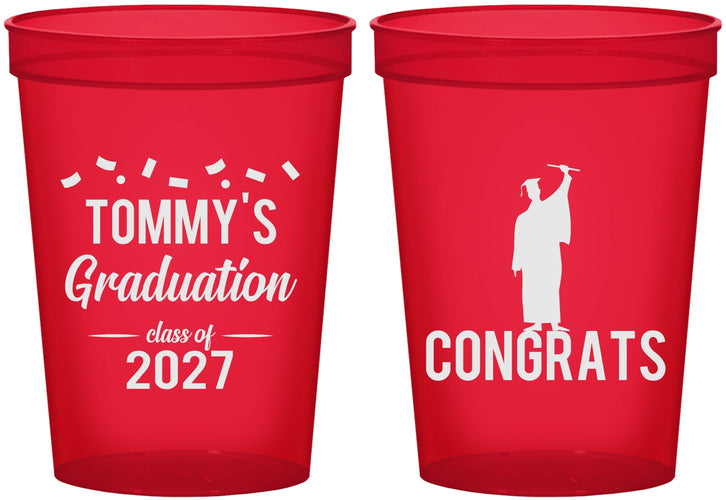 Custom Graduation 16 oz Translucent Cups - Class Of 2027 Congrats | 130046