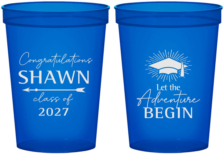 Custom Graduation 16 oz Translucent Cups - Class Of 2027 Adventure Begin | 130048